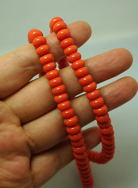 108颗藏式粉橘色算珠琉璃佛珠