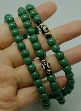 绿度母修法琉璃民族风108颗绿琉璃佛珠念珠多圈手链车载佛珠礼物
