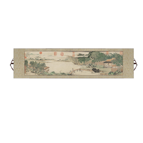千里江山图清明上河图富春山居图山水卷轴横幅挂画客厅中式装饰画 - 图3