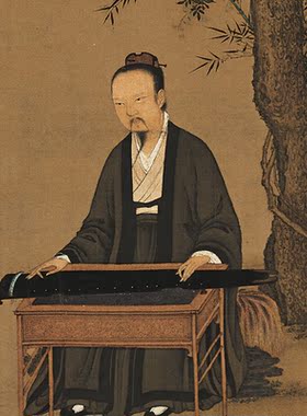 听琴图赵佶宋徽宗真迹高清微喷