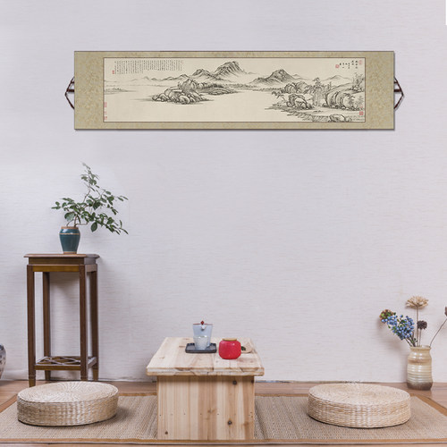 千里江山图清明上河图富春山居图山水卷轴横幅挂画客厅中式装饰画 - 图1