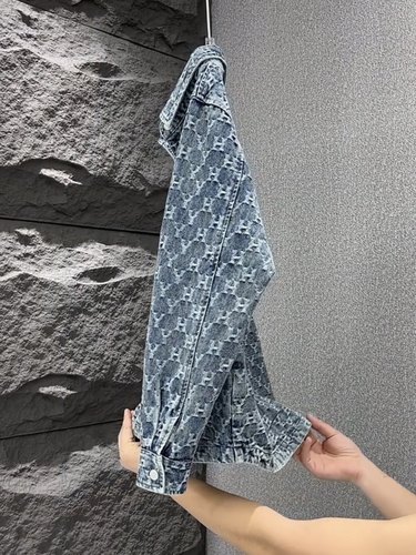 新品美式牛仔外套男士百搭痞帅工装春秋夹克提花休闲潮流翻领衬衫 - 图2