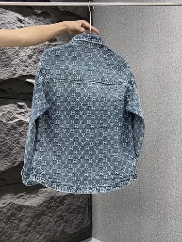 新品美式牛仔外套男士百搭痞帅工装春秋夹克提花休闲潮流翻领衬衫 - 图3