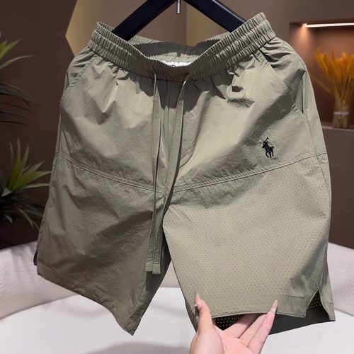 潮牌短裤男夏季新款时尚设计感战马刺绣五分裤青年速干透气沙滩裤 - 图3