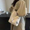 Work Commuting Bag Letter Canvas Bag Shoulder Bucket Bag