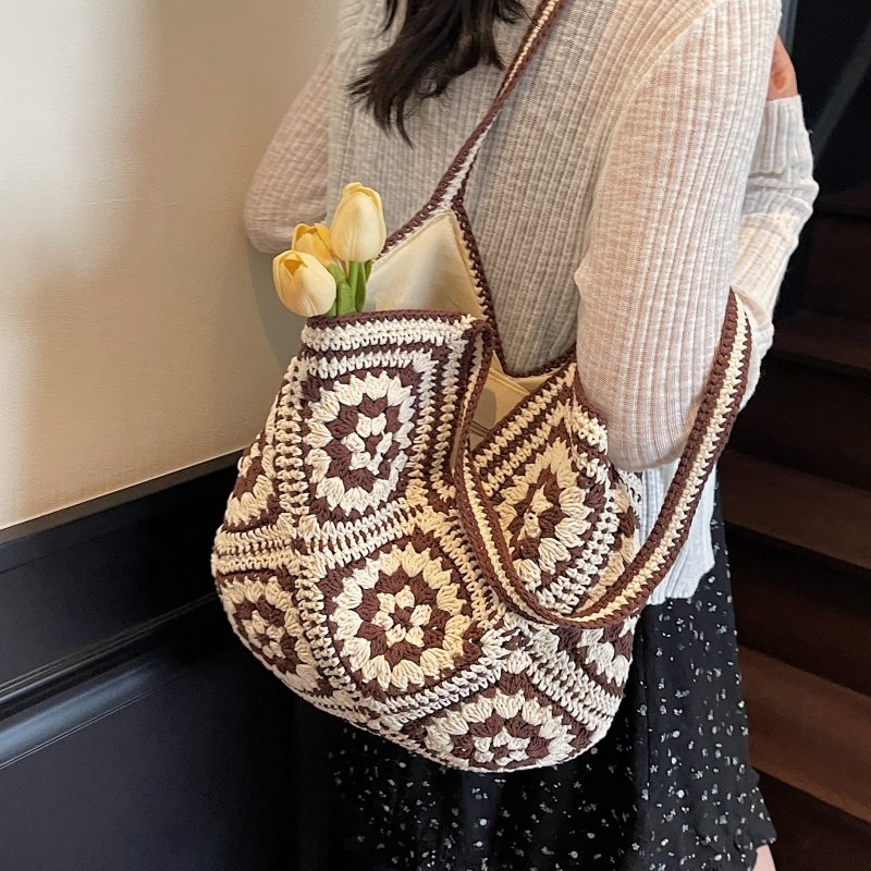 棉线编织包包女2025新款大容量单肩通勤包夏季海边度假腋下托特包,淘宝优惠券,粉丝福利购,淘宝优惠卷