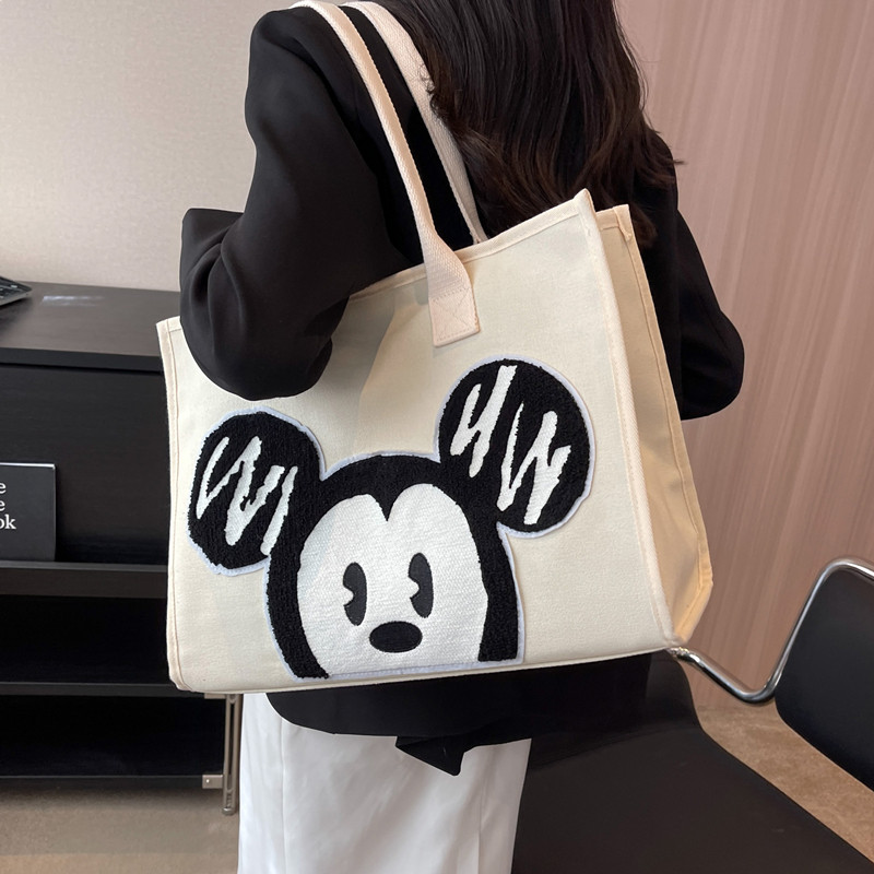 时尚帆布包女2025新款大容量卡通手提购物袋子妈咪外出单肩母婴包,淘宝优惠券,粉丝福利购,淘宝优惠卷