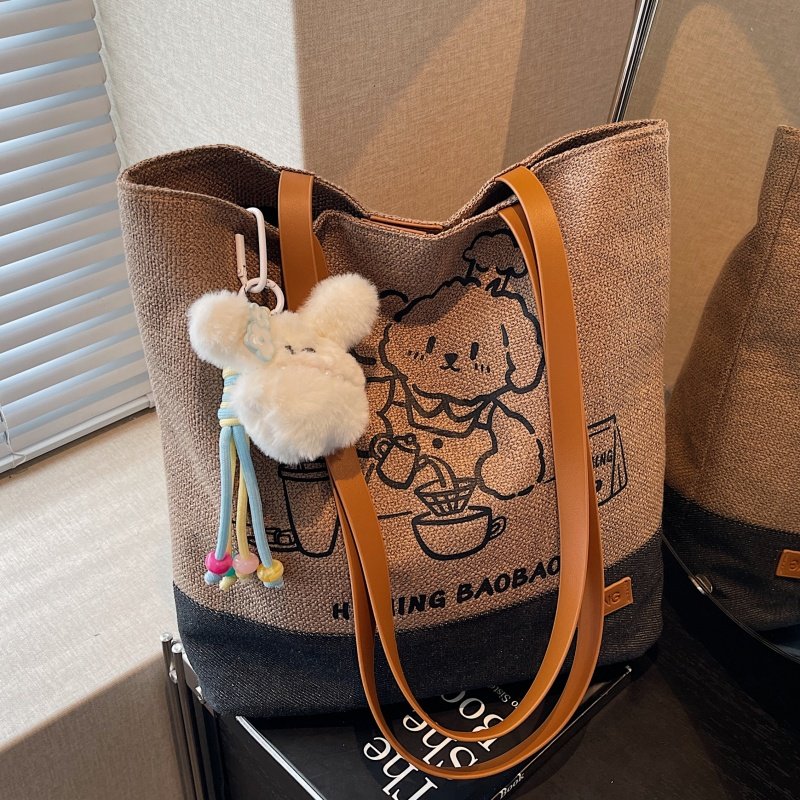 可爱卡通帆布包包女大容量学生妈咪手提袋小众百搭上课通勤托特包,淘宝优惠券,粉丝福利购,淘宝优惠卷