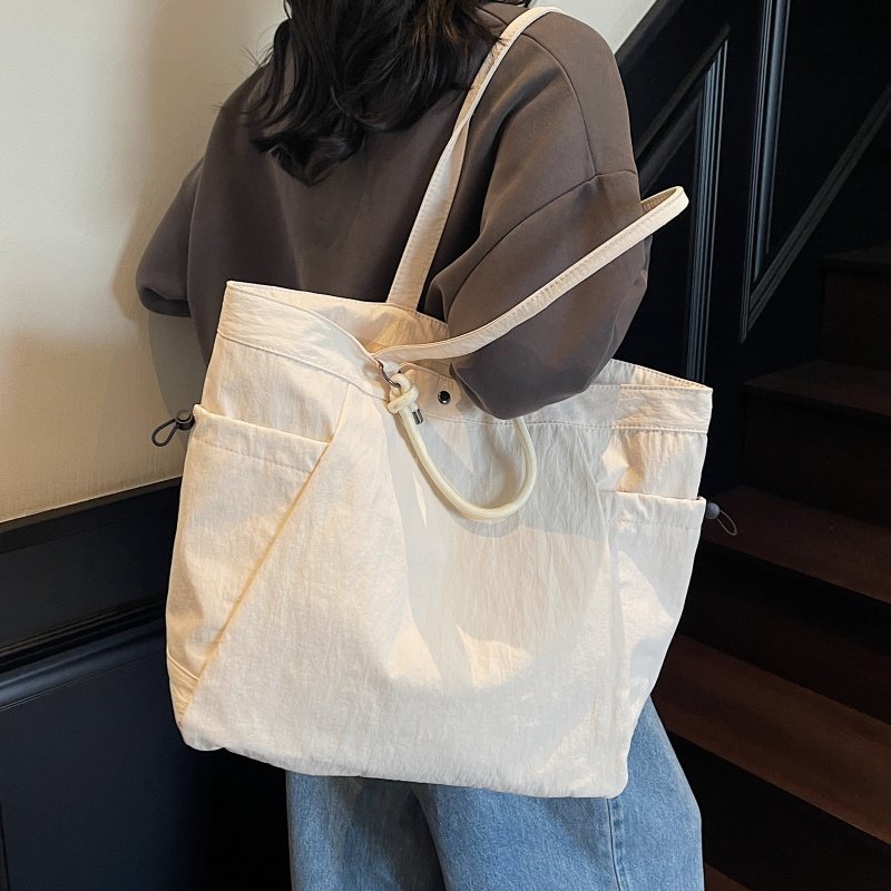 红色尼龙帆布包包女大容量上课通勤手提袋简约休闲百搭单肩托特包,淘宝优惠券,粉丝福利购,淘宝优惠卷