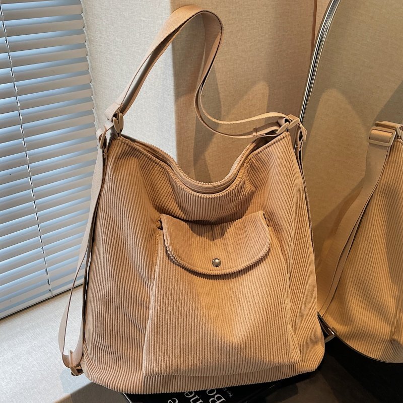 灯芯绒布包包女大容量单肩多功能双肩包小众百搭外出通勤斜挎背包,淘宝优惠券,粉丝福利购,淘宝优惠卷