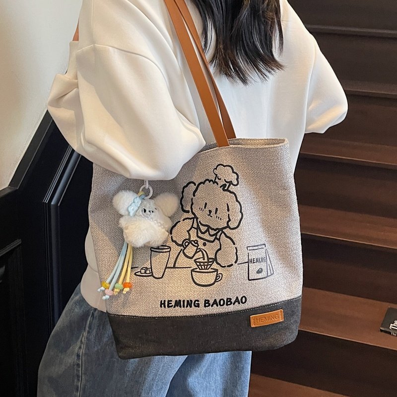 可爱卡通帆布包包女大容量学生妈咪手提袋小众百搭上课通勤托特包,淘宝优惠券,粉丝福利购,淘宝优惠卷
