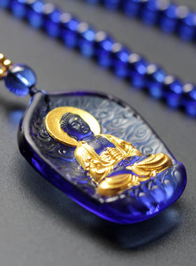 琉璃宝塔药师佛吊坠本命蓝药师光如来项链男女款配108颗珠链经典