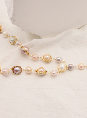 天然淡水珍珠毛衣链小众高级感长款项链轻奢不掉色饰青春靓丽闪耀