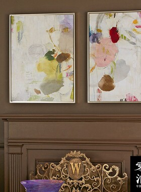 手绘油画带框组合花卉侘寂手工玄关轻奢挂画客厅设计师款定制包邮
