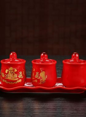 带盖陶瓷家用财神水杯关公敬酒杯净水茶杯财神道家财神专用杯