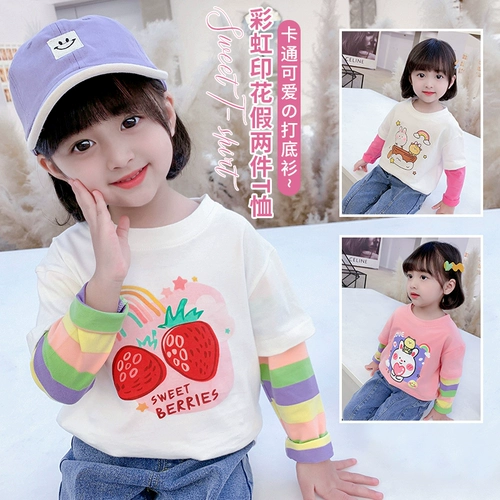 Приятный телу мультяшный осенний комплект, детская милая хлопковая футболка для принцессы