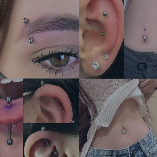 Набор украшений для пирсинга, косметические инструменты для языка и бровей.