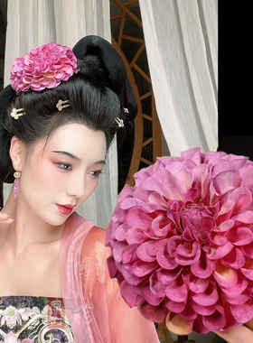 唐风大花朵绢花发夹十二花神