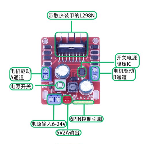L298N电机驱动板模块  直流电机驱动板增强型 智能小车电机控制 - 图0