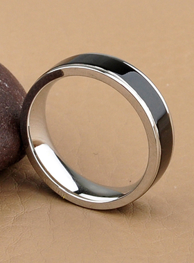 钛钢黑色韩版单身风男士戒指