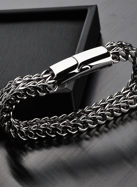 日韩风男士加宽钛钢闪亮刻字手链