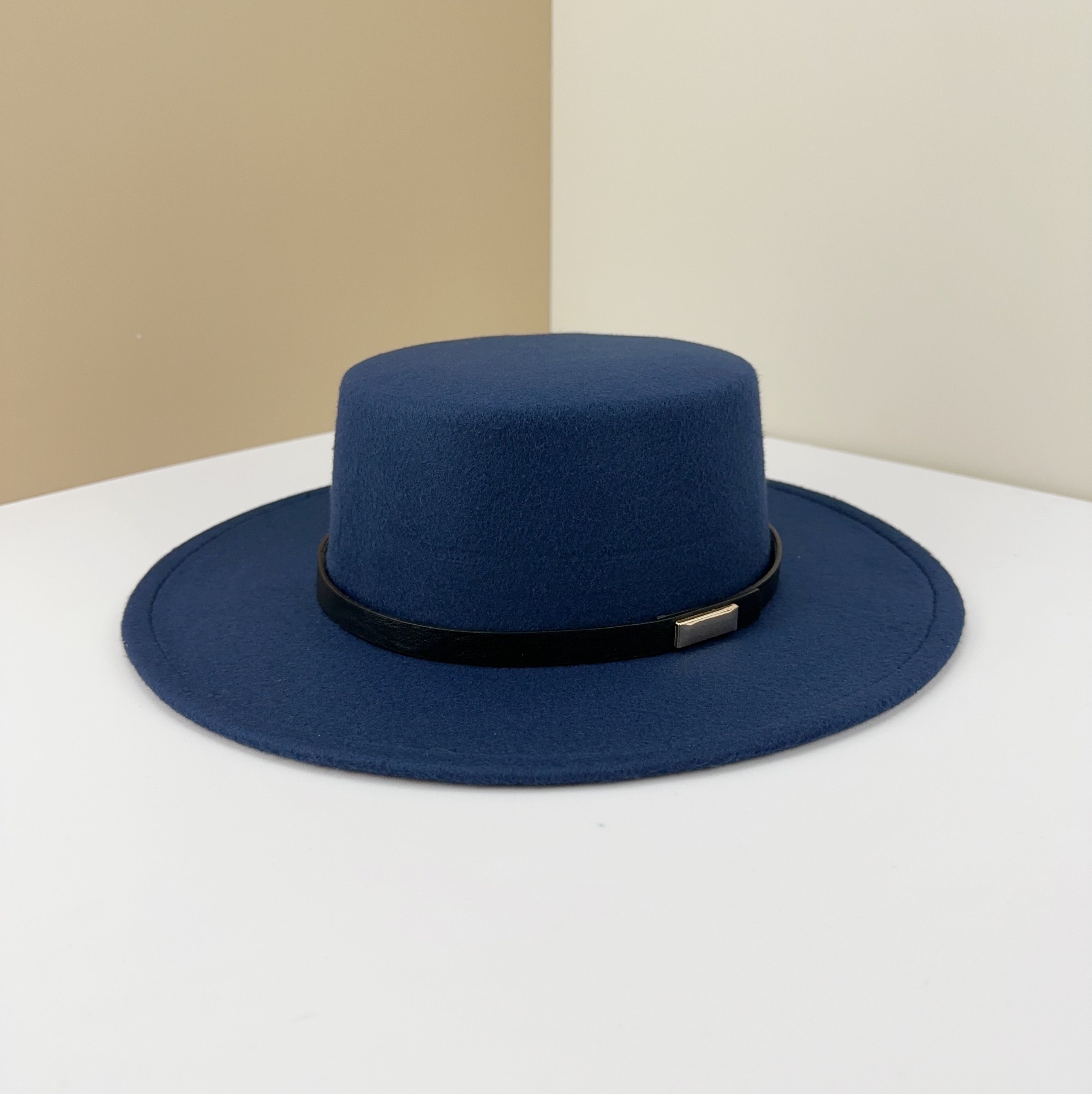 秋冬平顶毛呢帽子女时尚百搭复古黑色礼帽英伦欧美风宽檐爵士帽男,淘宝优惠券,粉丝福利购,淘宝优惠卷