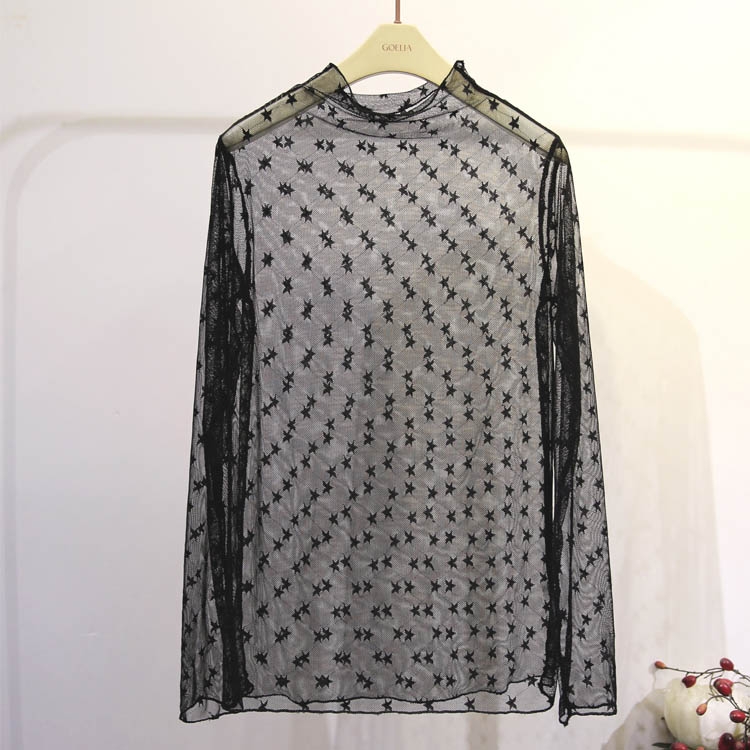 。美素芙春秋性感内搭纱网打打底衫 mysoulfor蕾丝衫/雪纺衫