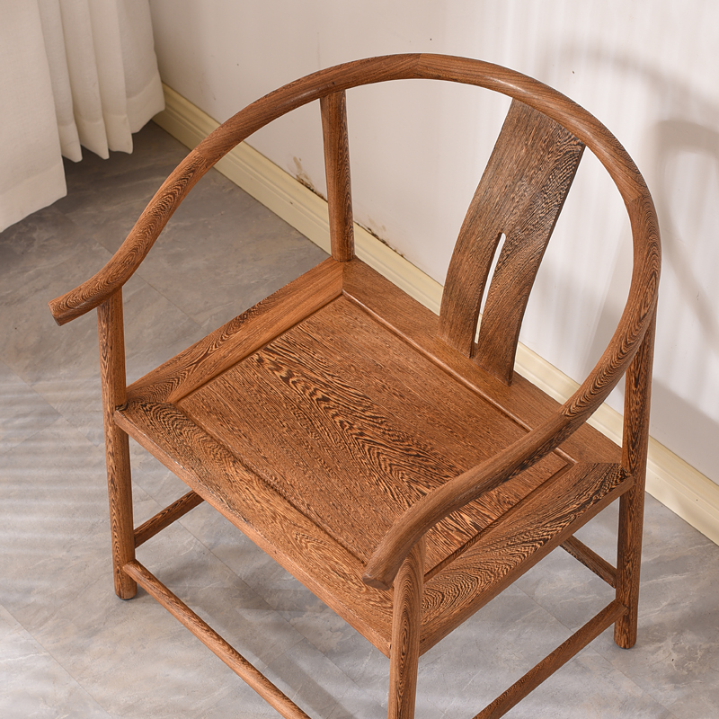 鸡翅木圈椅红木茶桌椅子茶台主人椅新中式实木太师椅休闲茶椅围椅