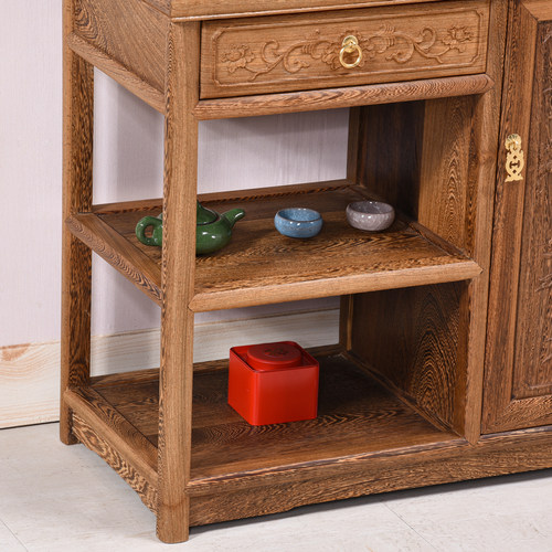 鸡翅木餐边柜红木中式实木茶水柜原木茶桌边柜侧柜复古厨房储物柜 - 图2