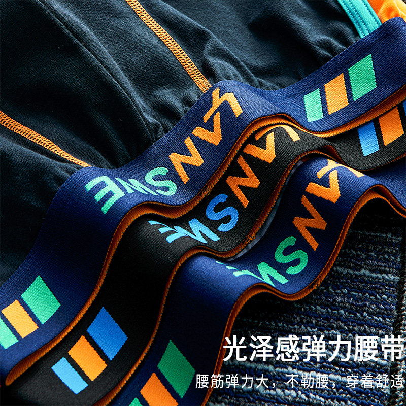 男士纯棉夏季男孩青年个性四角短裤 浪莎启元男平角内裤