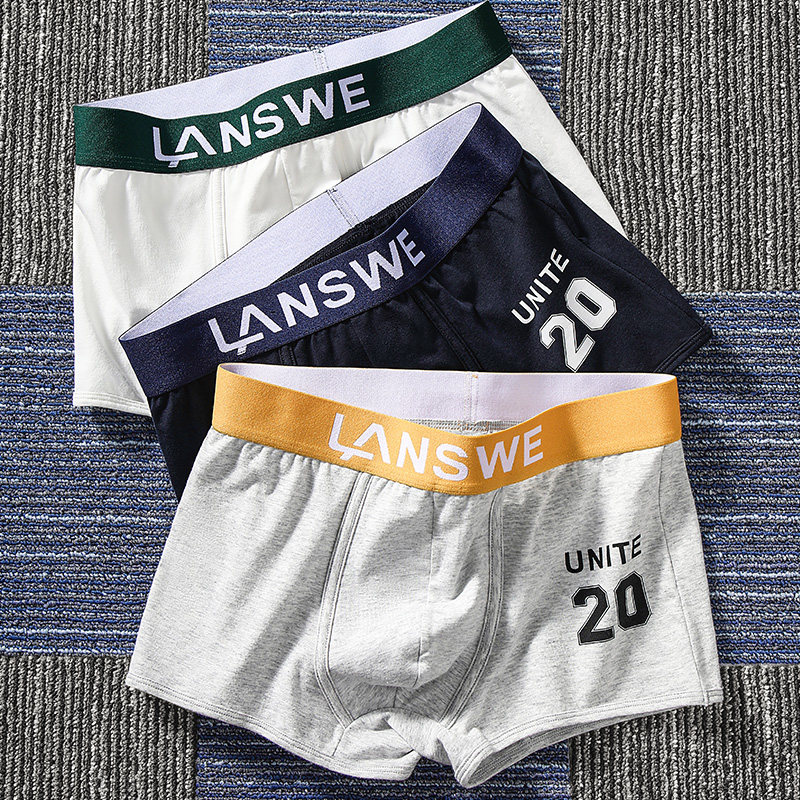 纯棉男内裤运动个性潮牌潮青年短裤 浪莎启元男平角内裤