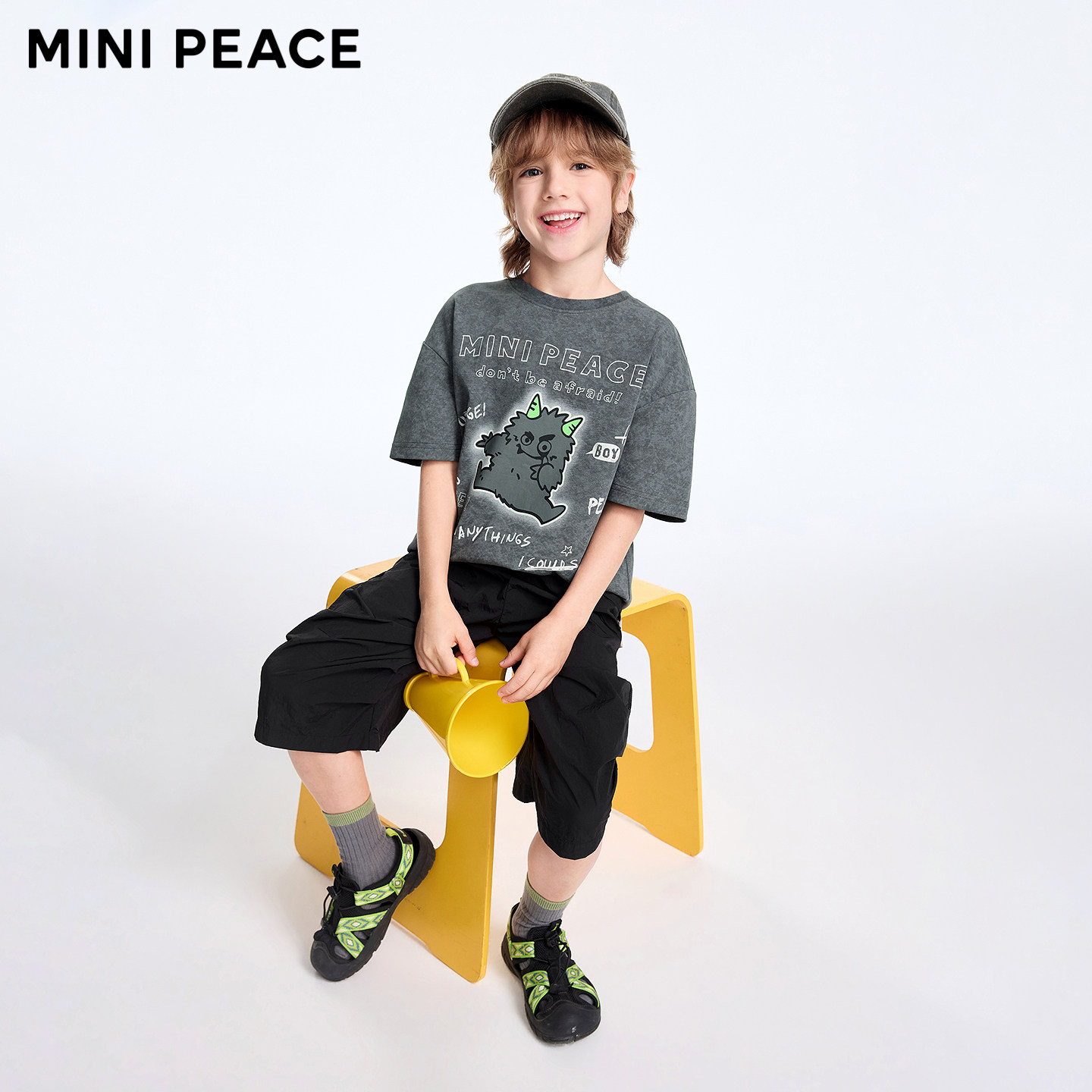 minipeace×芝麻街联名太平鸟童装男童短袖T恤蜡染肌理夏装上衣新