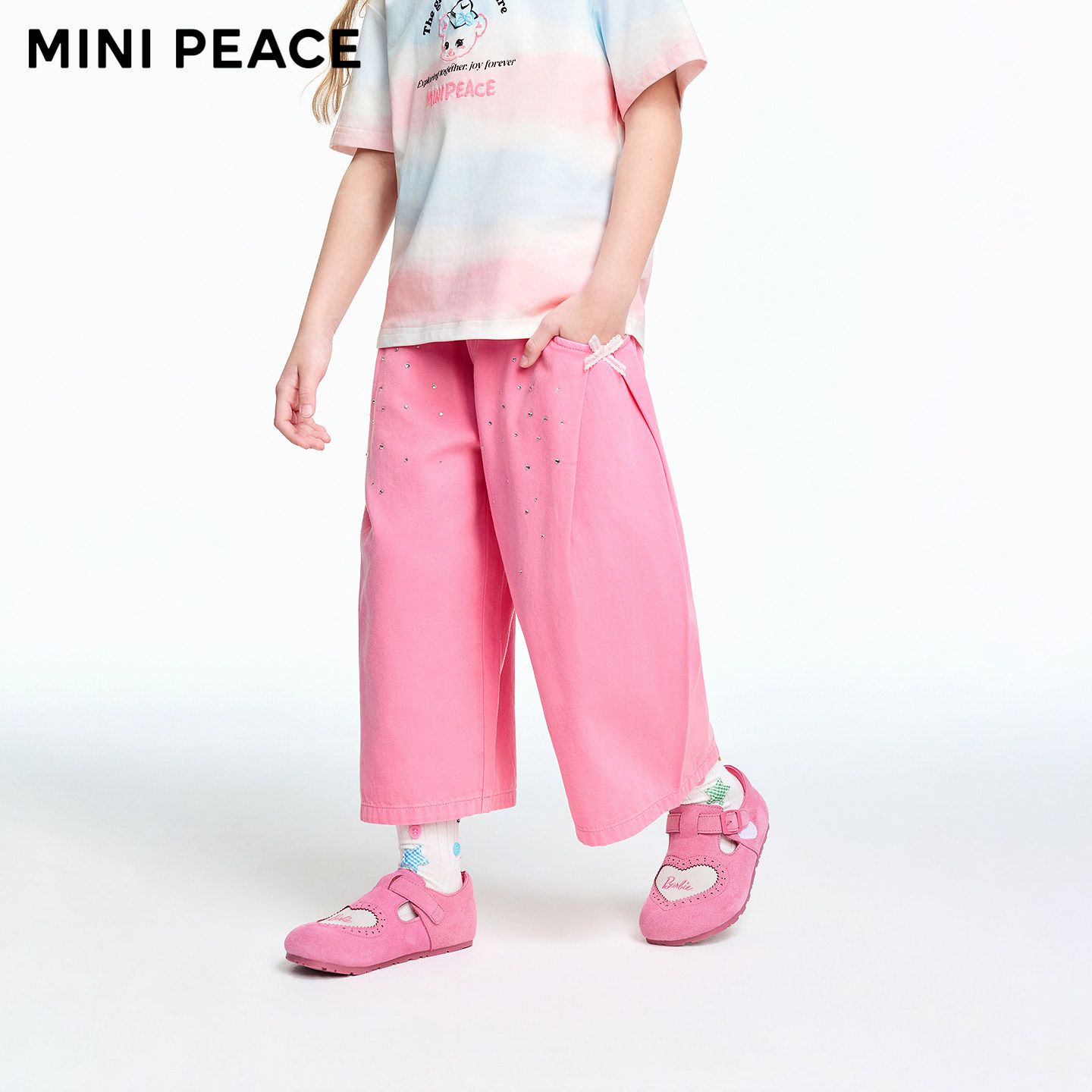 MINIPEACE太平鸟童装女童中短裤夏薄款多巴胺风软牛仔裤儿童裤