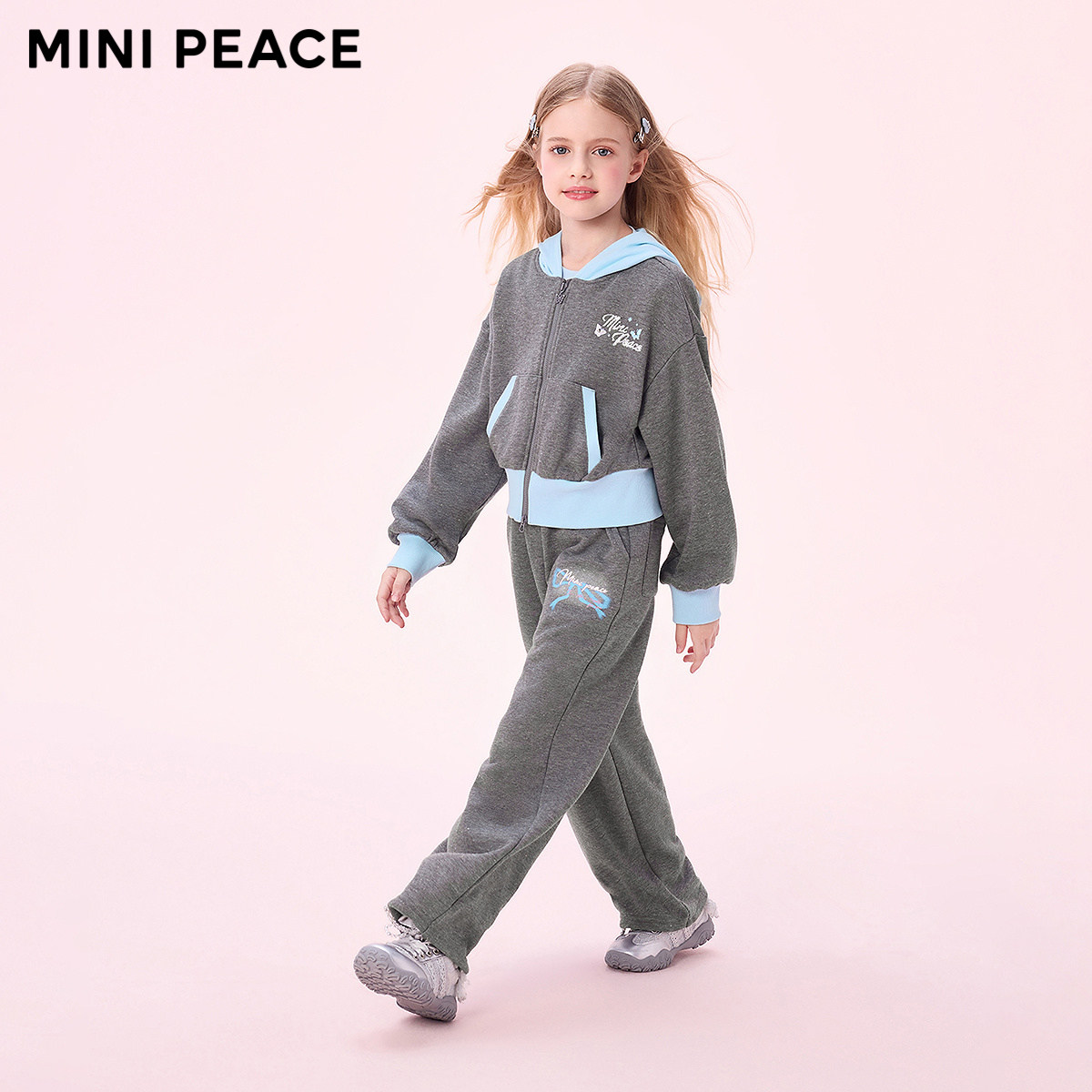 MINIPEACE太平鸟童装女童短款针织外套儿童开襟卫衣甜酷上衣秋装