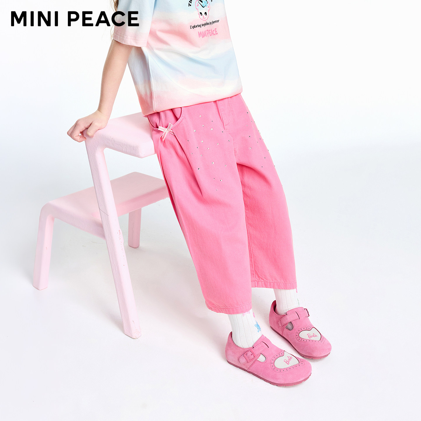 MINIPEACE太平鸟童装女童中短裤夏薄款多巴胺风软牛仔裤儿童裤