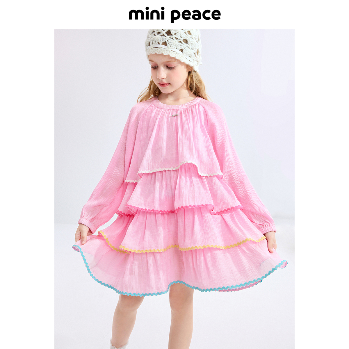 【时尚系列】MINIPEACE太平鸟童装女童连衣裙春季儿童蛋糕裙子 - 图0