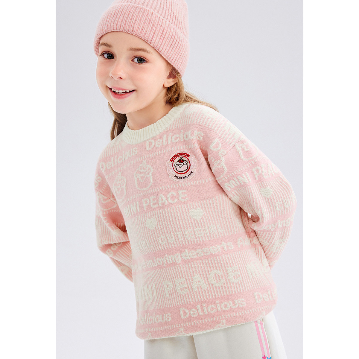 MINIPEACE太平鸟童装女童暗纹毛衣针织衫儿童打底衫秋冬新款洋气