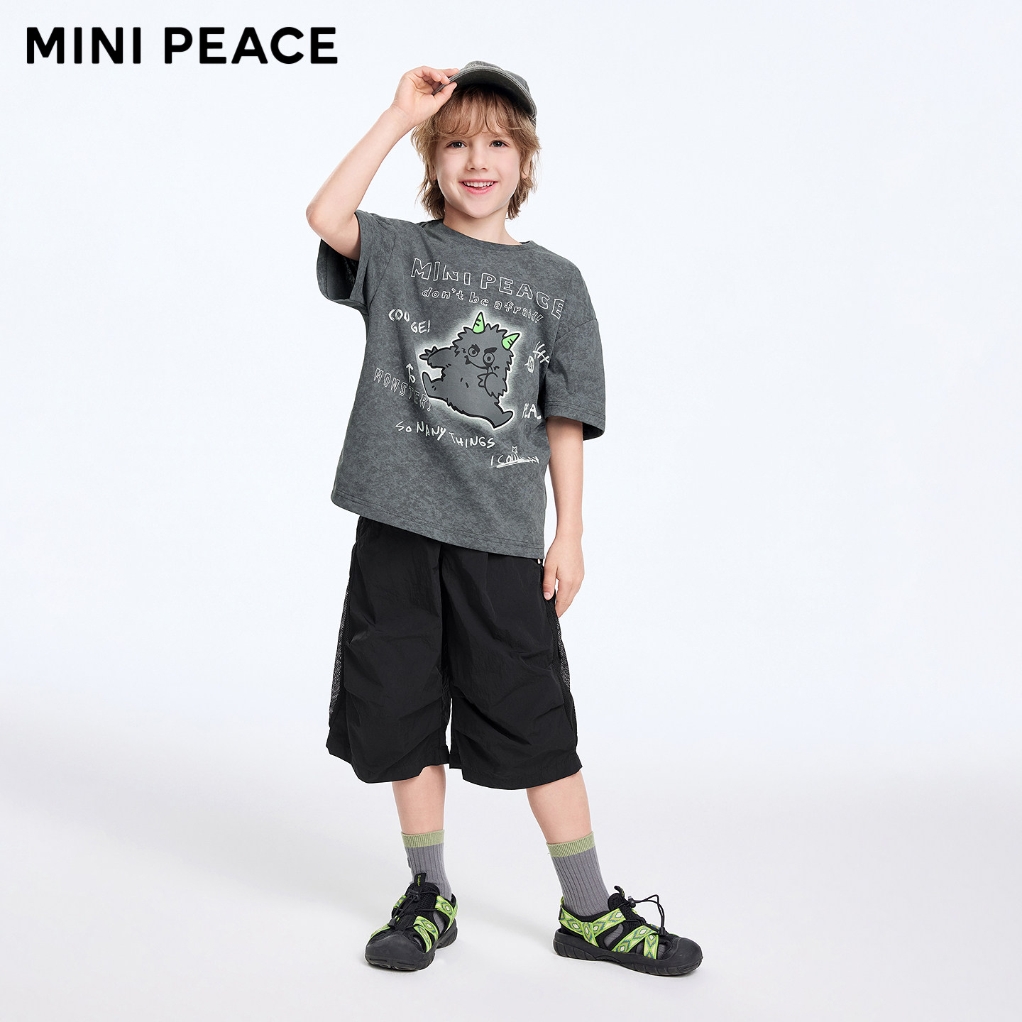 minipeace×芝麻街联名太平鸟童装男童短袖T恤蜡染肌理夏装上衣新