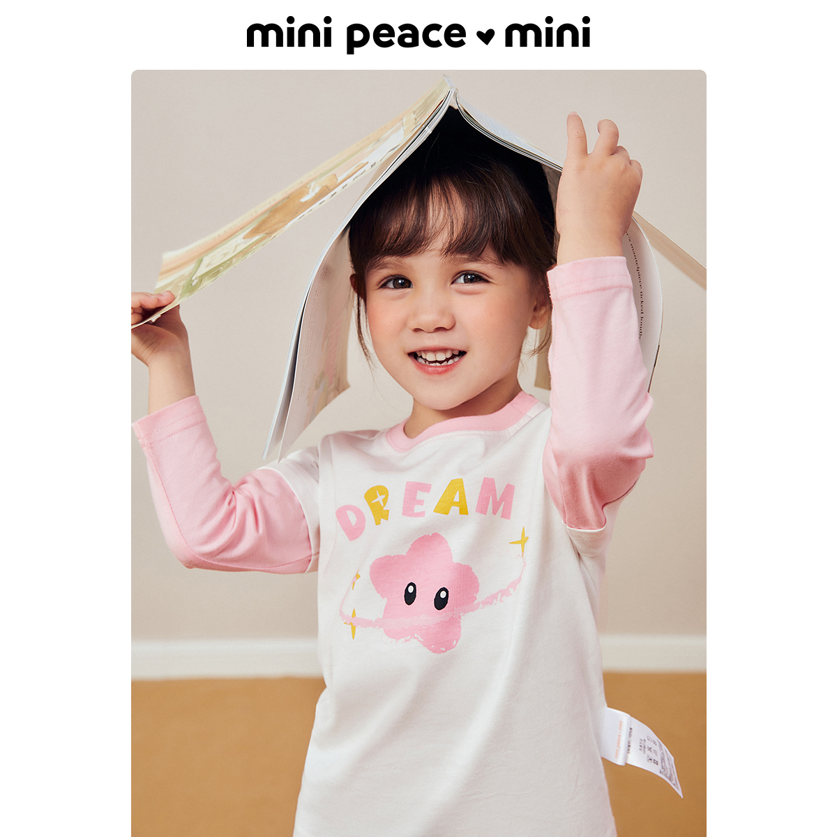 【专柜同款】minipeace太平鸟童装女宝假两件长袖T恤秋F4DCC3345-图0