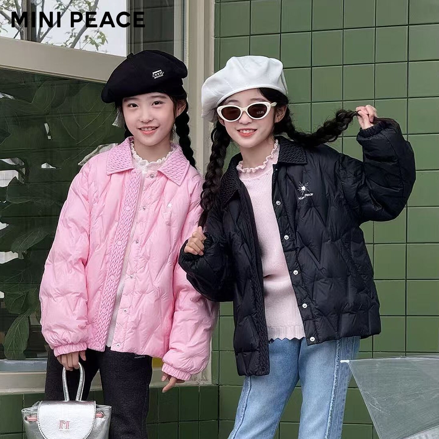 MINIPEACE太平鸟童装女童轻薄羽绒服压印三防秋冬白鸭绒洋气外套