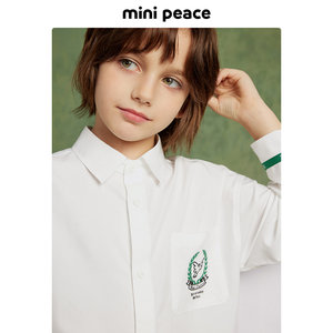 MiniPeace太平鸟童装男童白色衬衫儿童纯色衬衣宝宝春装上衣内搭