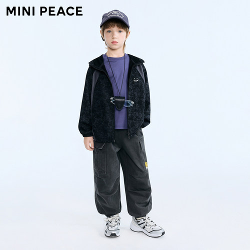 MINIPEACE太平鸟童装男童外套蜡染拼接儿童春装2026夹克上衣潮酷 - 图2