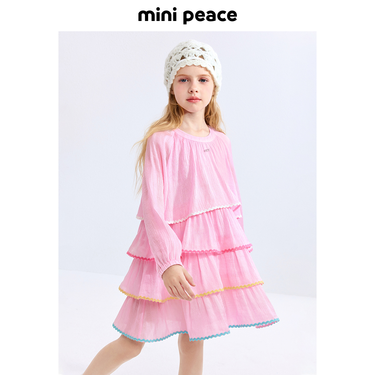 【时尚系列】MINIPEACE太平鸟童装女童连衣裙春季儿童蛋糕裙子 - 图2
