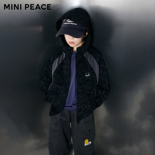 MINIPEACE太平鸟童装男童外套蜡染拼接儿童春装2026夹克上衣潮酷 - 图1