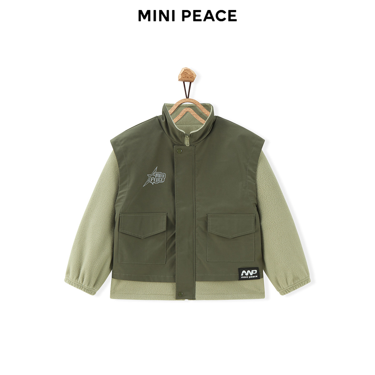 minipeace太平鸟童装男童拼接摇粒绒外套秋冬装儿童上衣简潮户外