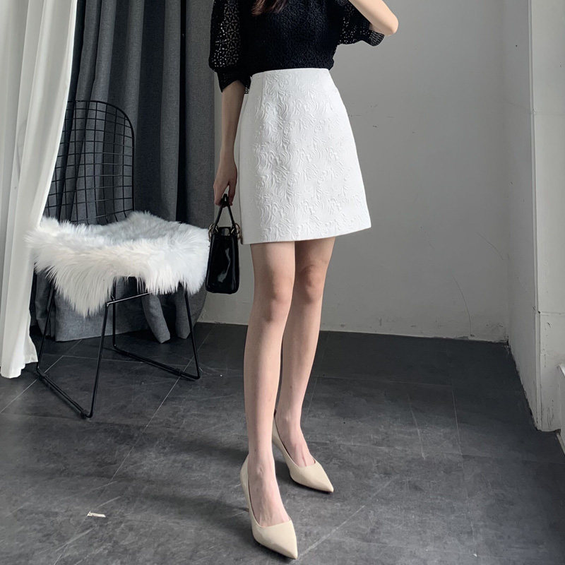 2023夏季新款提花通勤黑色半身裙 木子格格半身裙