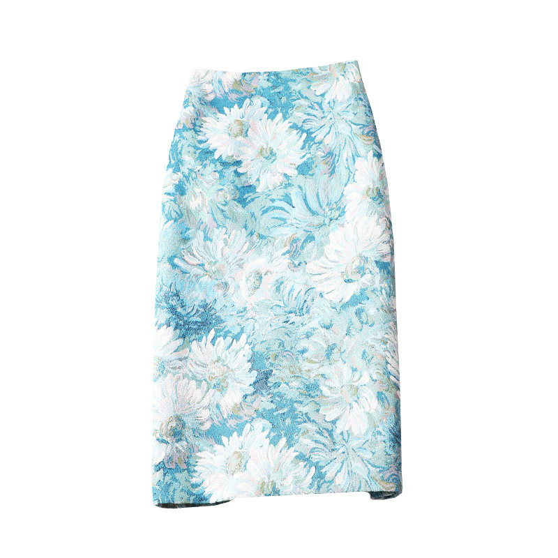 油画2022春秋高腰显瘦开叉半身裙 mzgg木子格格半身裙