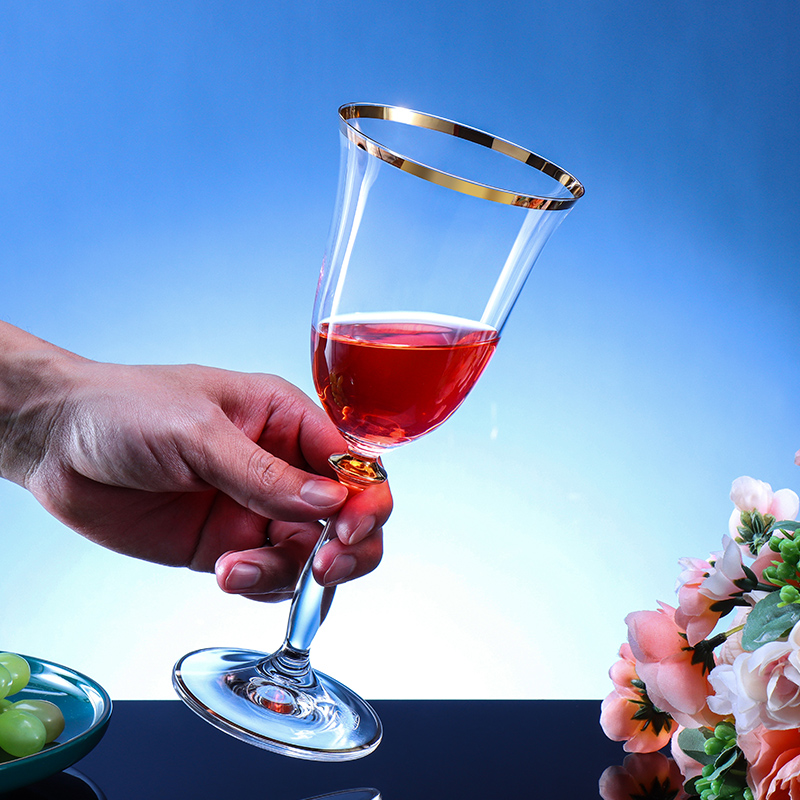 高级进口无铅水晶杯描金口红酒杯描银白葡萄酒杯轻奢白兰地香槟杯 - 图1