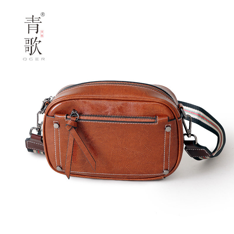 2020秋冬新款真皮油蜡单肩斜挎女包 qger青歌女士包袋