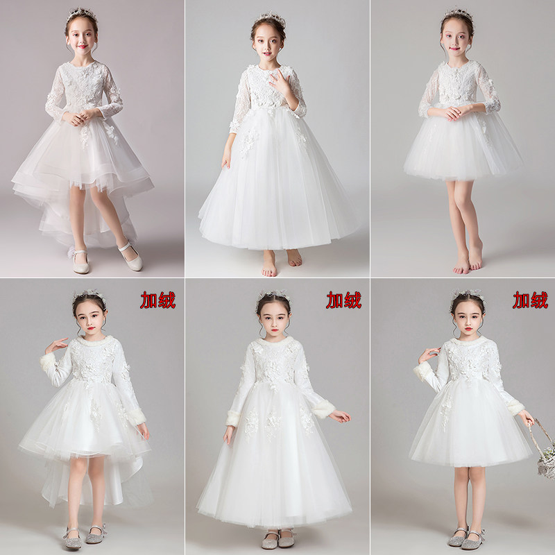 公主裙女童礼服生日小女孩花童婚纱主持人儿童钢琴演出服长袖秋冬,淘宝优惠券,粉丝福利购,淘宝优惠卷
